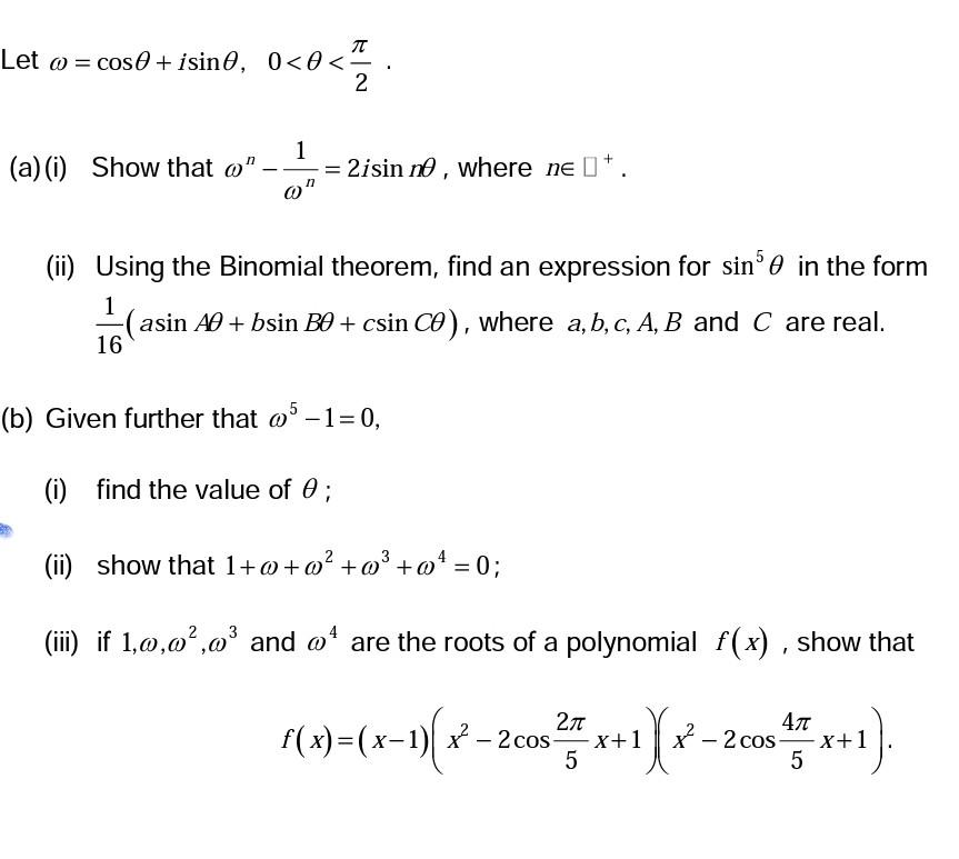 Solved Let @ = cose + isin0, 0