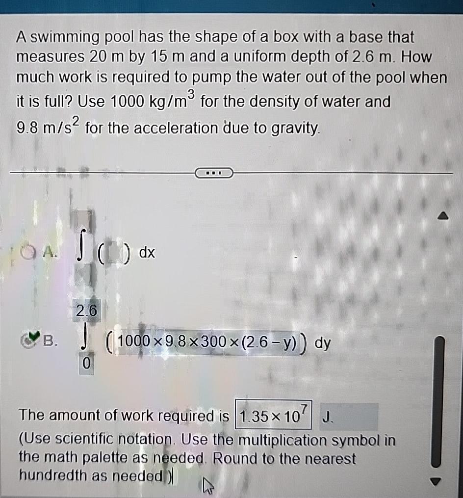 Physics Pool Problem Solved A swimming pool has the shape of a box with a base | Chegg.com