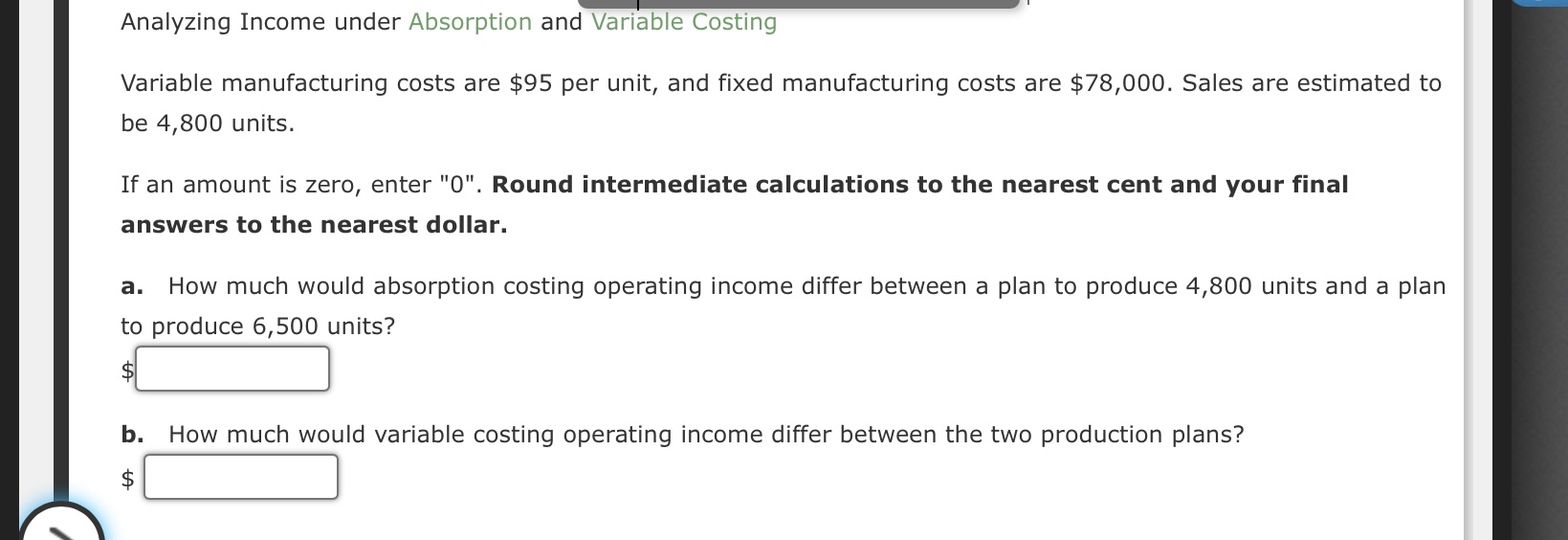 Solved Analyzing under Absorption and Variable