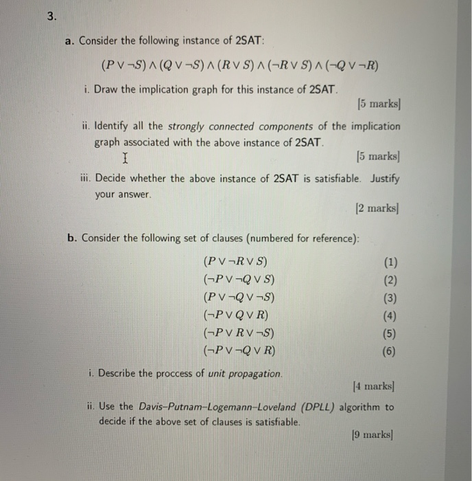 2sat Problem Example 3. a. Consider the following instance of 2SAT: | Chegg.com