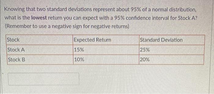 Solved Knowing that two standard deviations represent about | Chegg.com