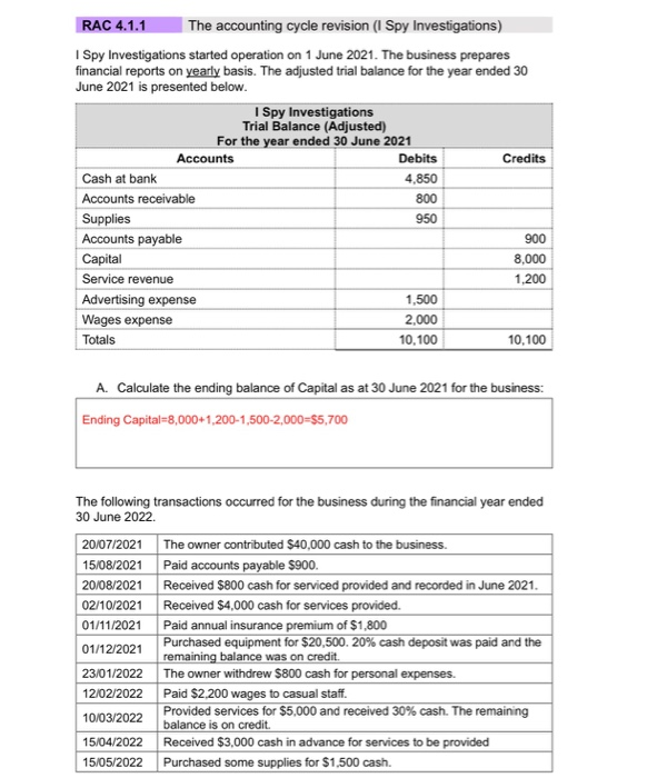 RAC 4.1.1 The accounting cycle revision (I Spy