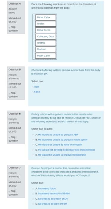 Solved Question 4 Pace the following structures in order to | Chegg.com