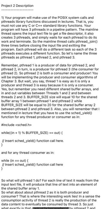 Solved This file discusses Project 2 which invovles pthread | Chegg.com