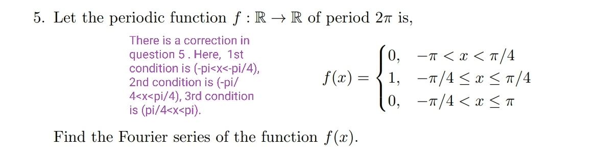 Solved Let the periodic function f:R→R ﻿of period 2π | Chegg.com