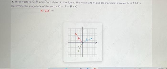 Solved 2. Three vectors A, B, and C are shown in the figure. | Chegg.com