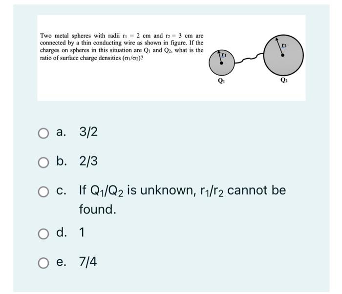 Solved Two Metal Spheres With Radii R₁ = 2 Cm And R2 = 3 Cm | Chegg.com