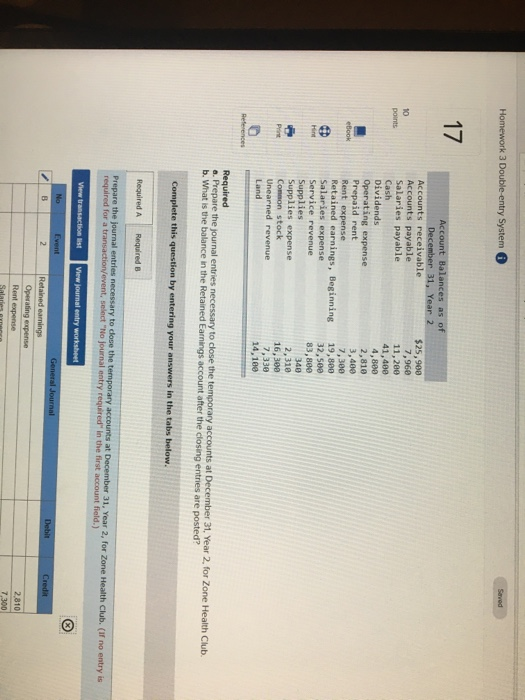 Solved Homework 3 Double Entry System 17 Account Balances As | Chegg.com