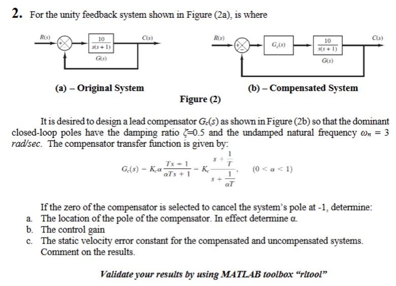 Solved For the unity feedback system shown in ﻿Figure | Chegg.com