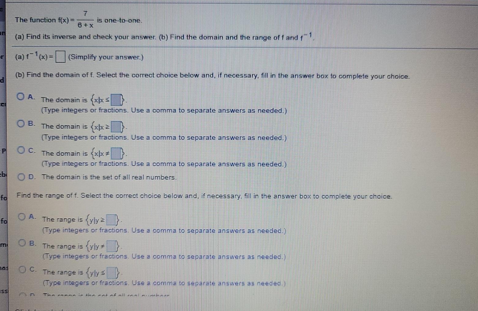 Solved The function f(x) = is one-to-one. (a) Find its | Chegg.com