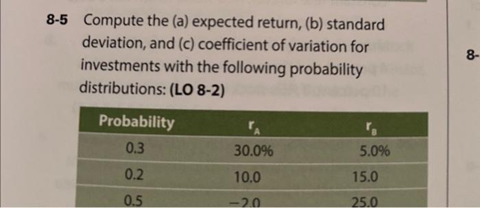 Solved 8-5 Compute The (a) Expected Return, (b) Standard | Chegg.com