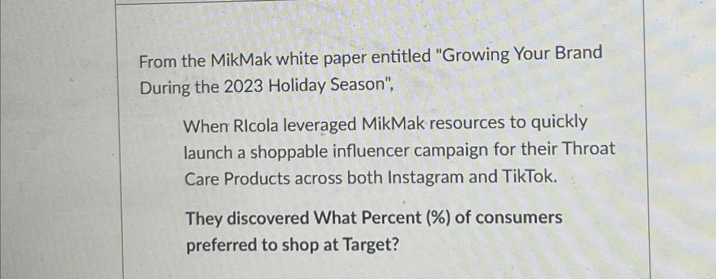 Solved From the MikMak white paper entitled 