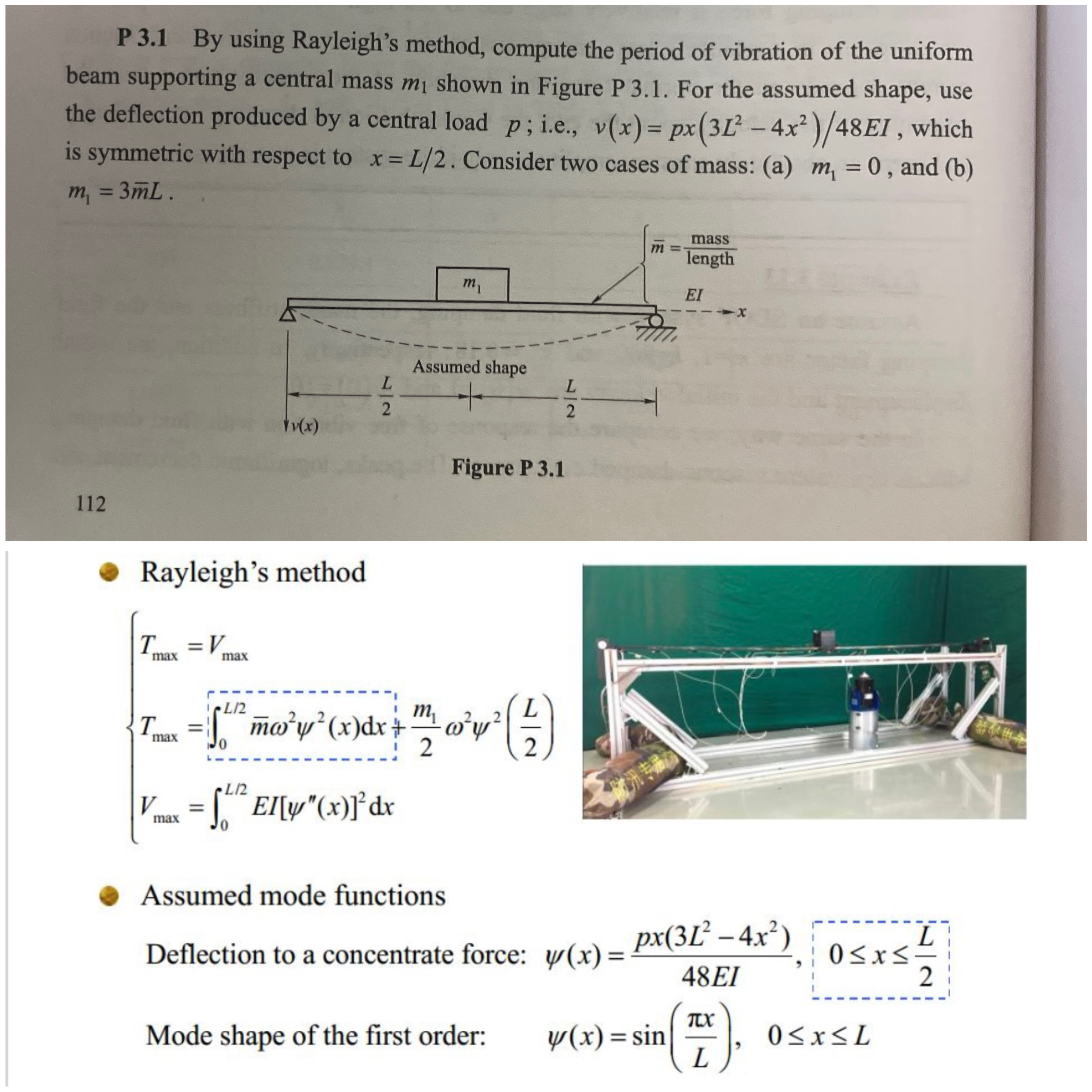 Solved P 3.1 ﻿By using Rayleigh's method, compute the period | Chegg.com