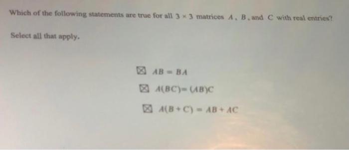 Solved Which of the following statements are true for all 3 | Chegg.com