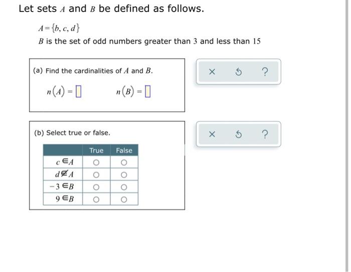 Solved Let Sets A And B Be Defined As Follows. A={b, C, D] B | Chegg.com