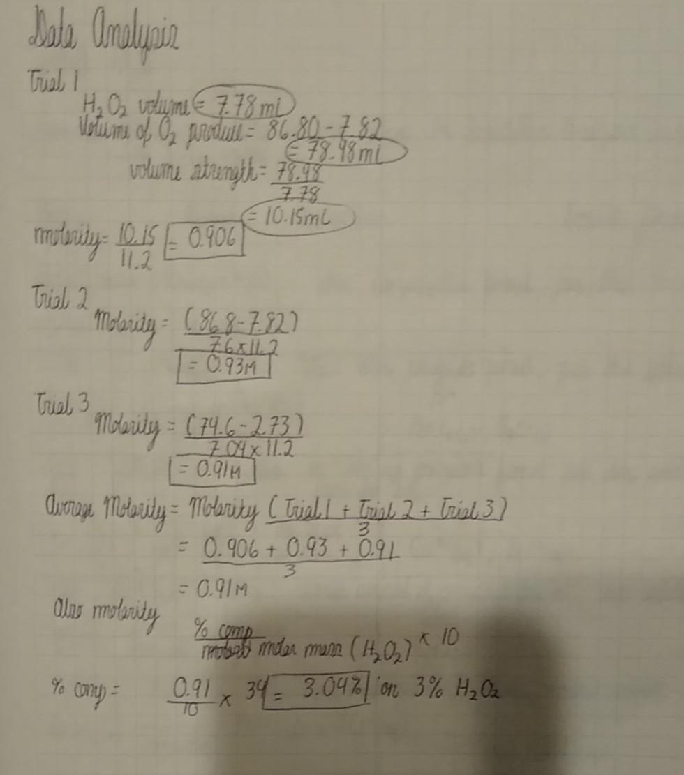 Calculations Determination For Each Trial Chegg Com