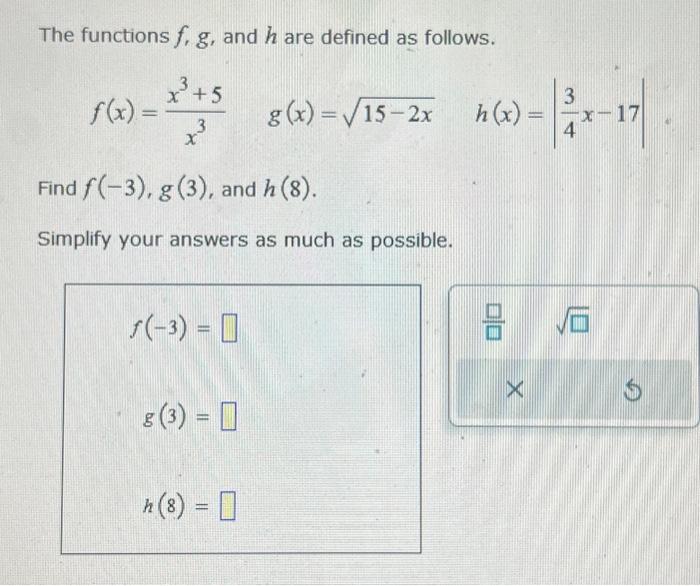 Solved The Functions F G And H Are Defined As Follows