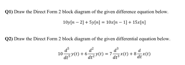 Solved dtsyt) +6 Q1) Draw the Direct Form 2 block diagram of | Chegg.com