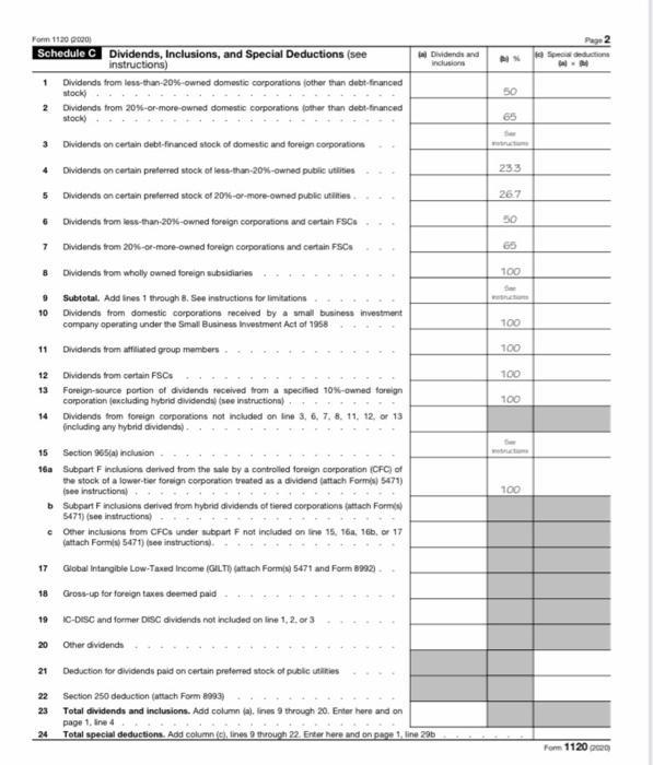 C Corporation Tax Return Instructions Purpose: The Chegg com