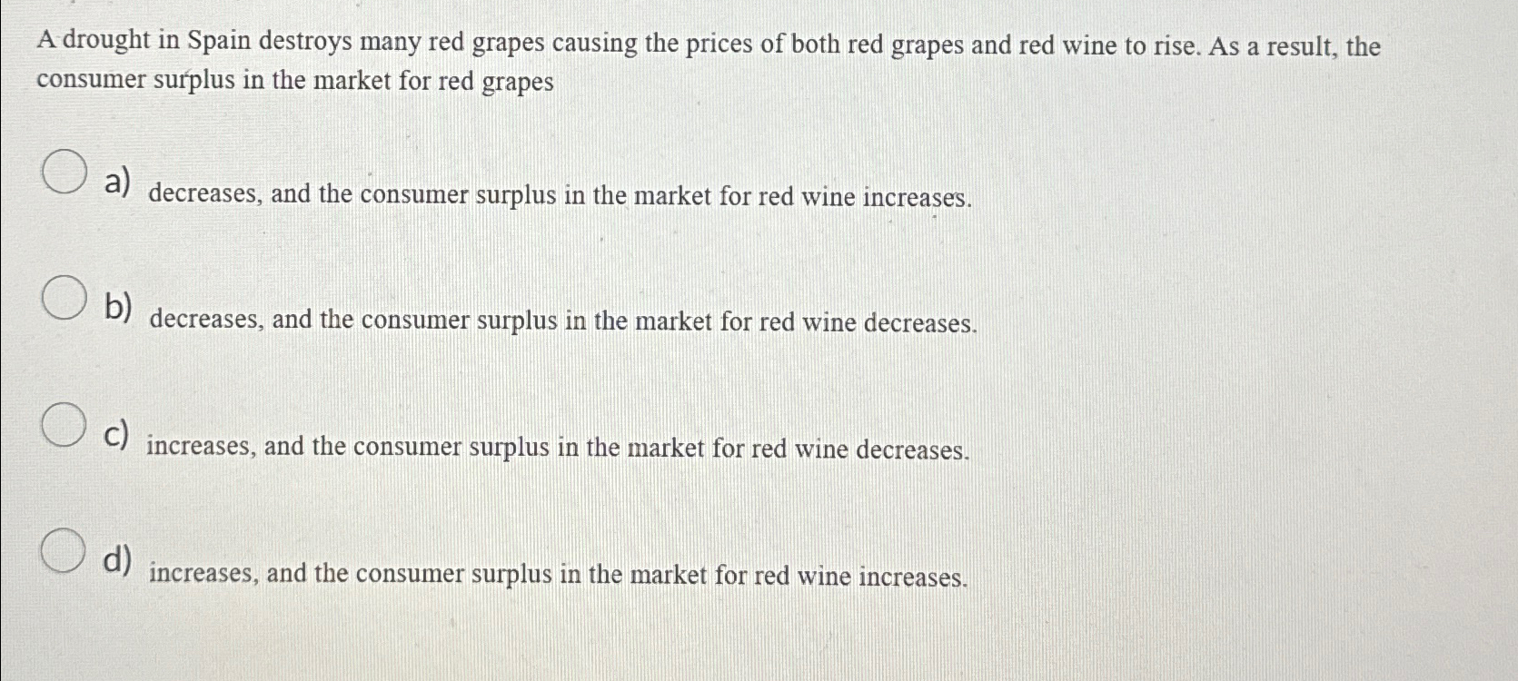 Solved adrought in spain destroys many red grapes causing chegg