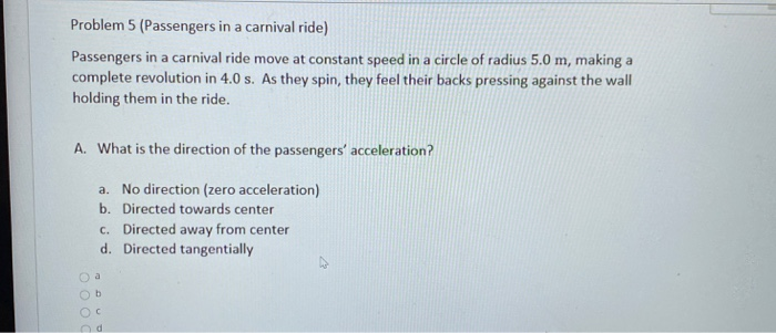 Solved Problem 4: Passengers in a carnival ride In the