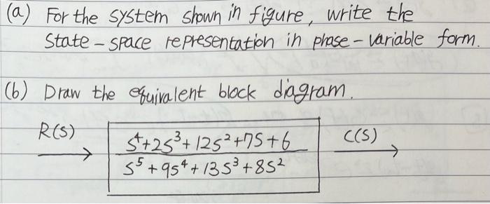 Solved (a) For the system shown in figure, write the | Chegg.com