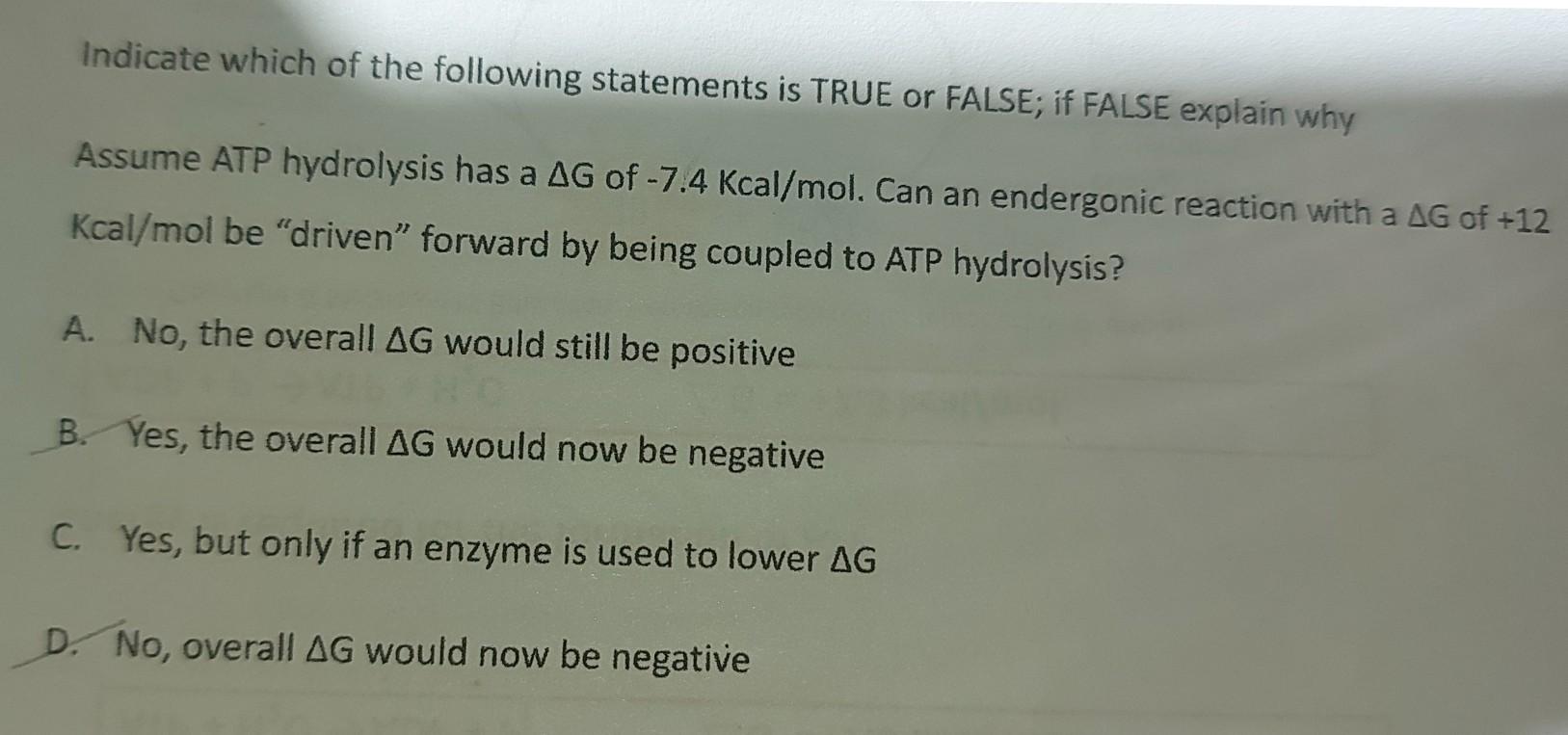 Which Of The Following Statements About Atp Is True Solved Indicate which of the following statements is TRUE or | Chegg.com