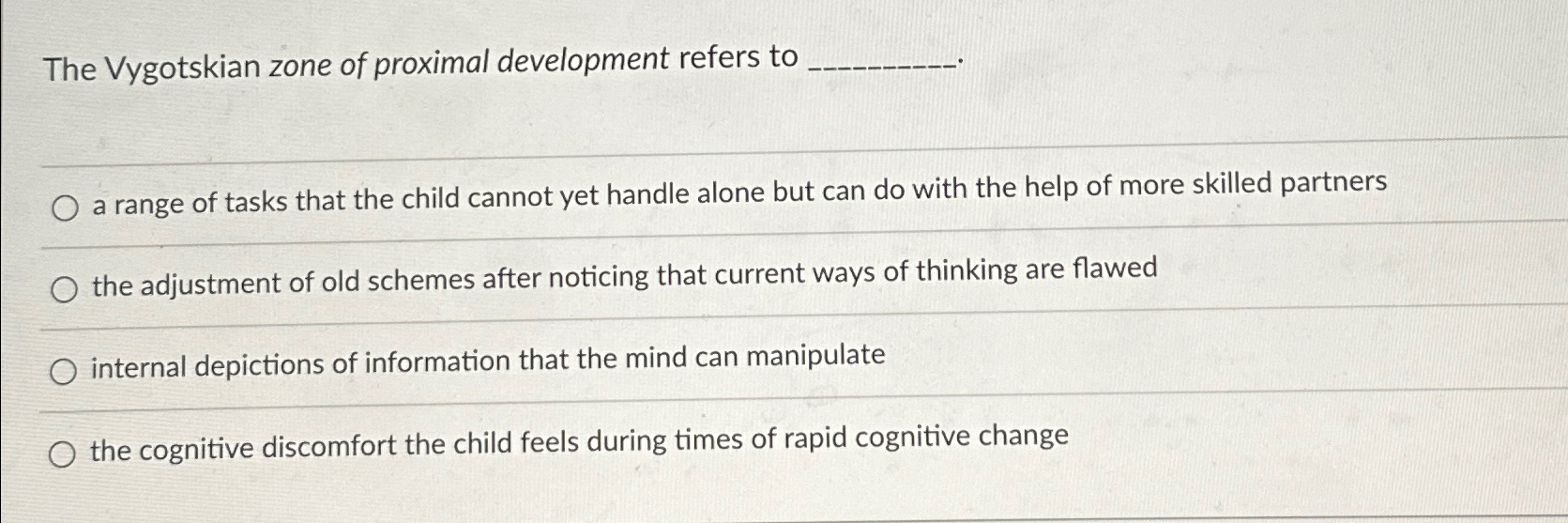 Vygotsky's zone of discount proximal development refers to