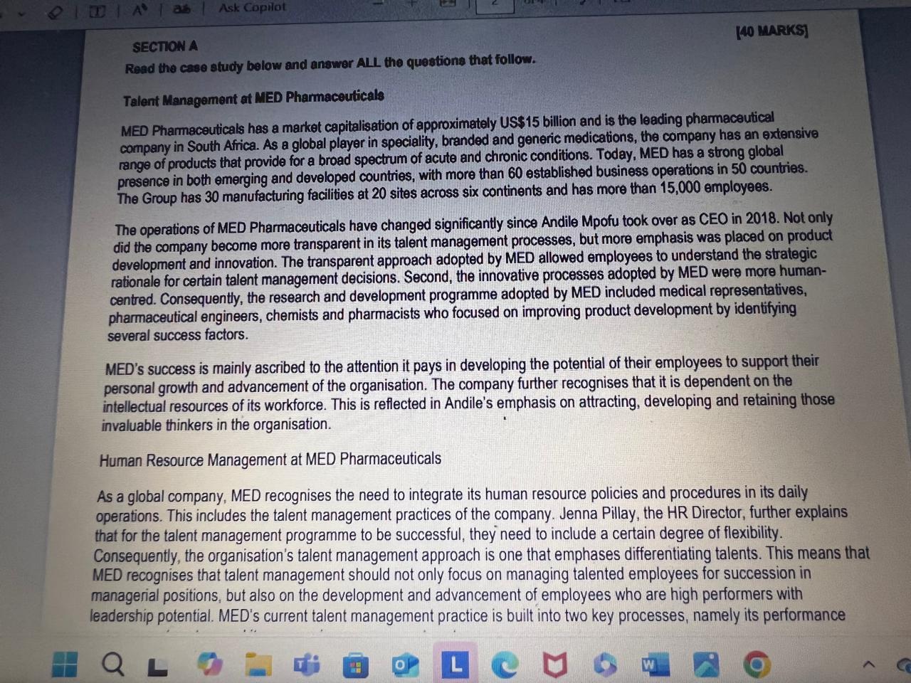 Solved SECTION ARead the case study below and answer ALL the | Chegg.com