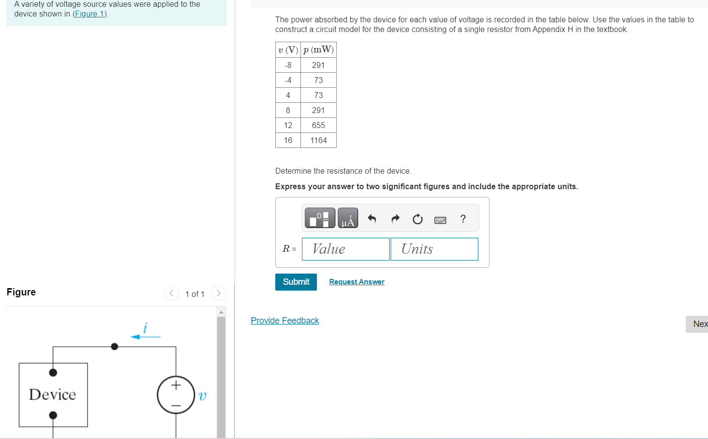 The voltage and power values for each of the | Chegg.com