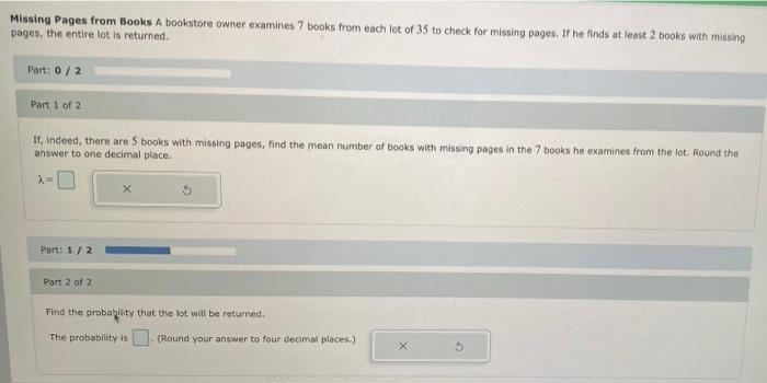 Solved Missing Pages from Books A bookstore owner examines 7 | Chegg.com