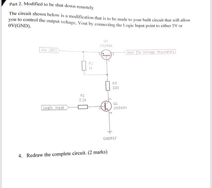 Part 2. Modified to be shut down remotely The circuit