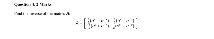 Solved Find the inverse of the matrix A : | Chegg.com
