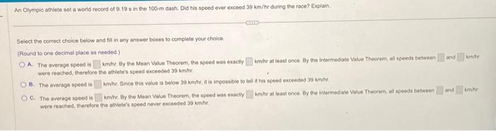 Solved An Olympic athlete set a world record of 9.19 s in | Chegg.com