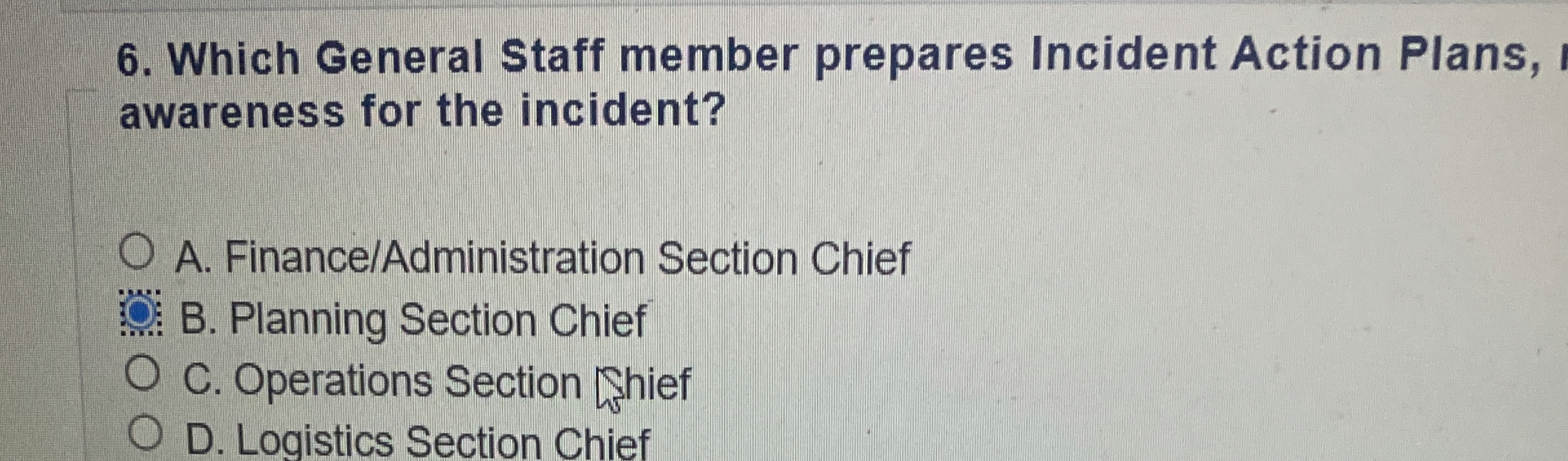 Which General Staff Member Prepares Incident Action Plans