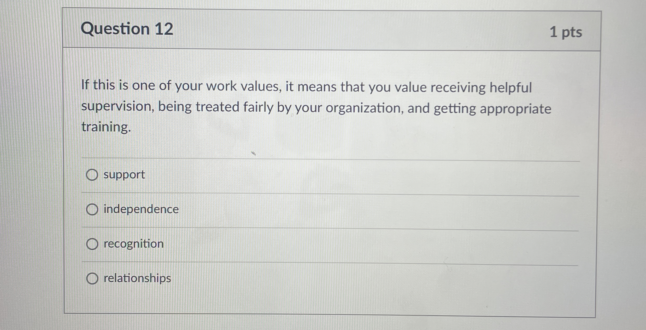 Solved Question 121 ﻿ptsIf this is one of your work values, | Chegg.com