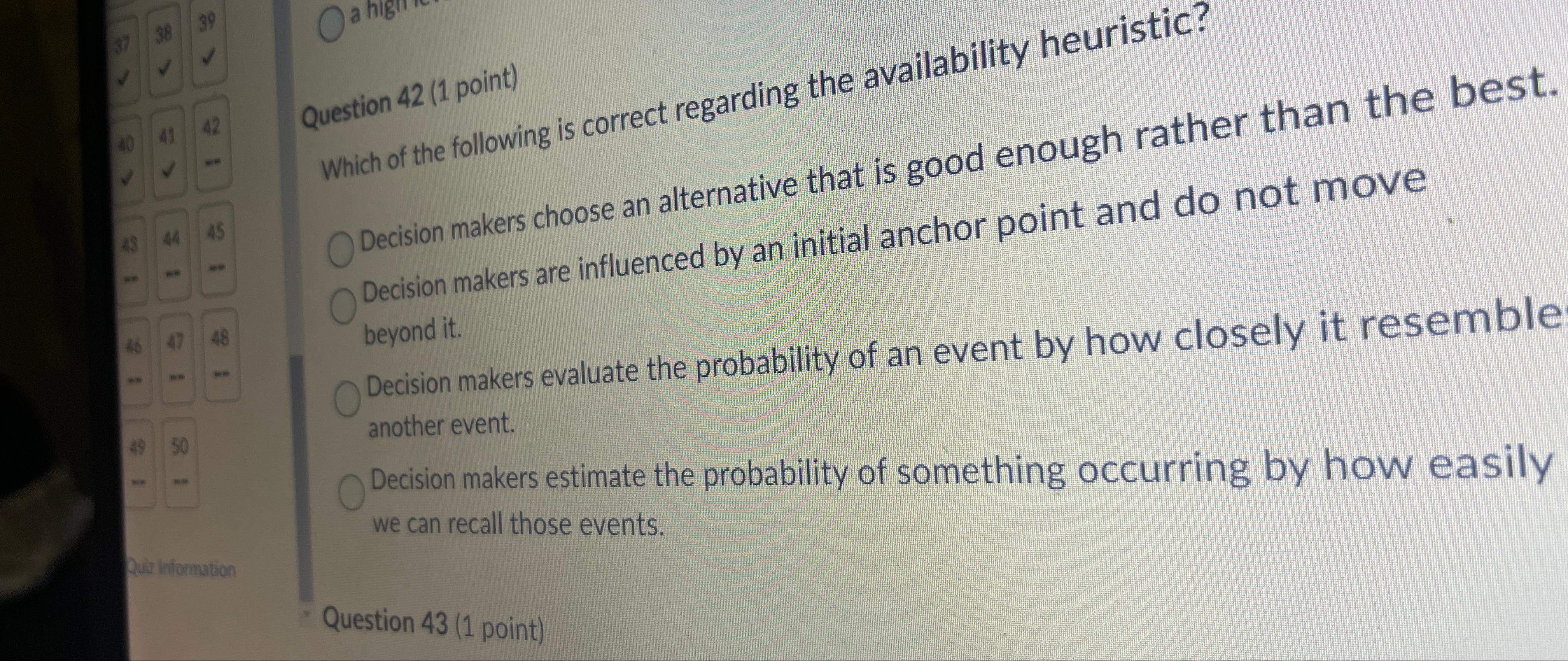 Solved Question 42 (1 ﻿point) ﻿Which of the following is | Chegg.com