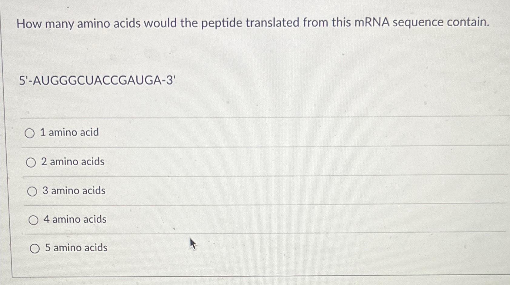 Solved How many amino acids would the peptide translated | Chegg.com