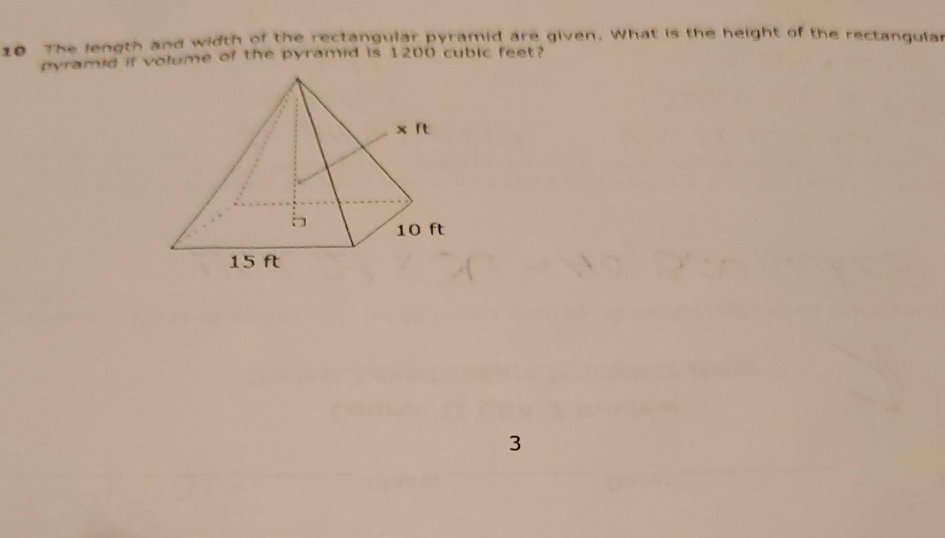 Solved The tength and width of the rectangular pyramid are | Chegg.com