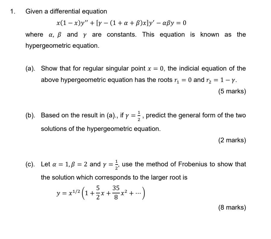 Solved 1. Given A Differential Equation | Chegg.com