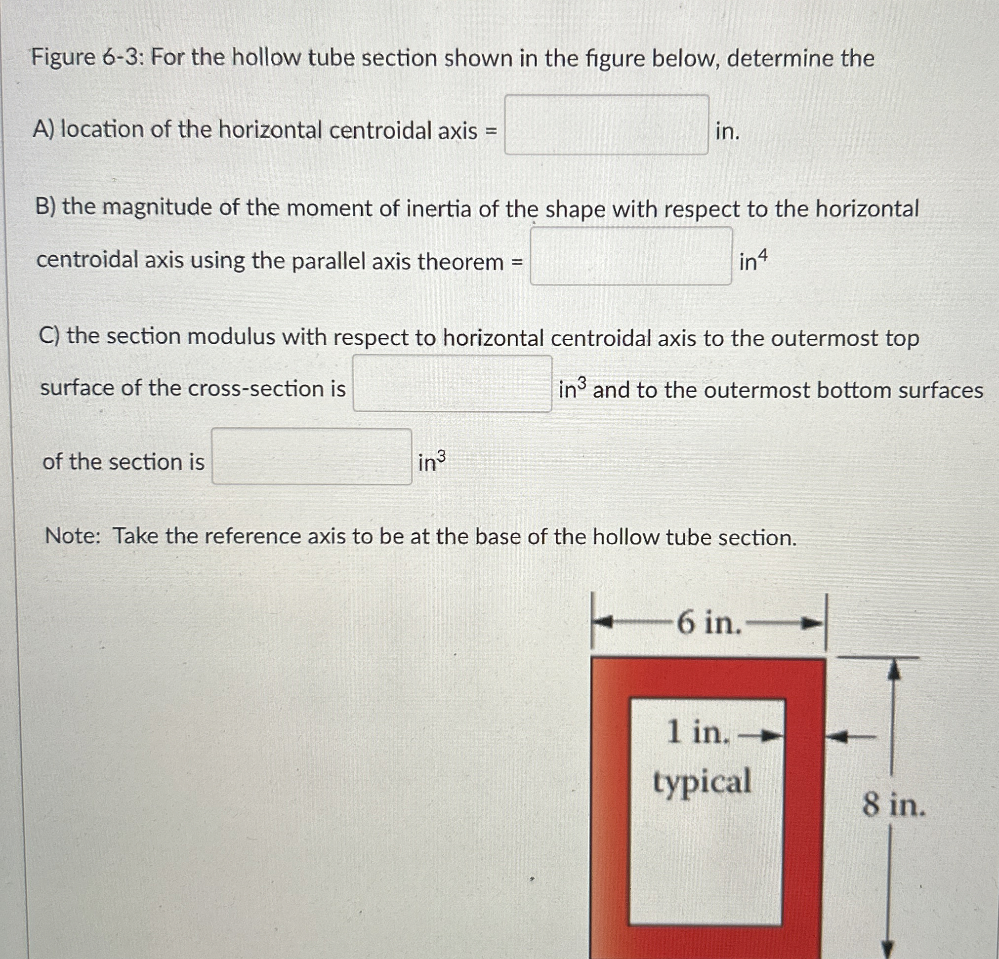 Solved Figure 6-3: For the hollow tube section shown in the | Chegg.com