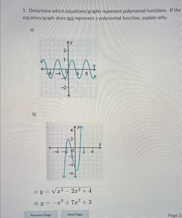 Solved 1. Determine which equations/graphs represent | Chegg.com