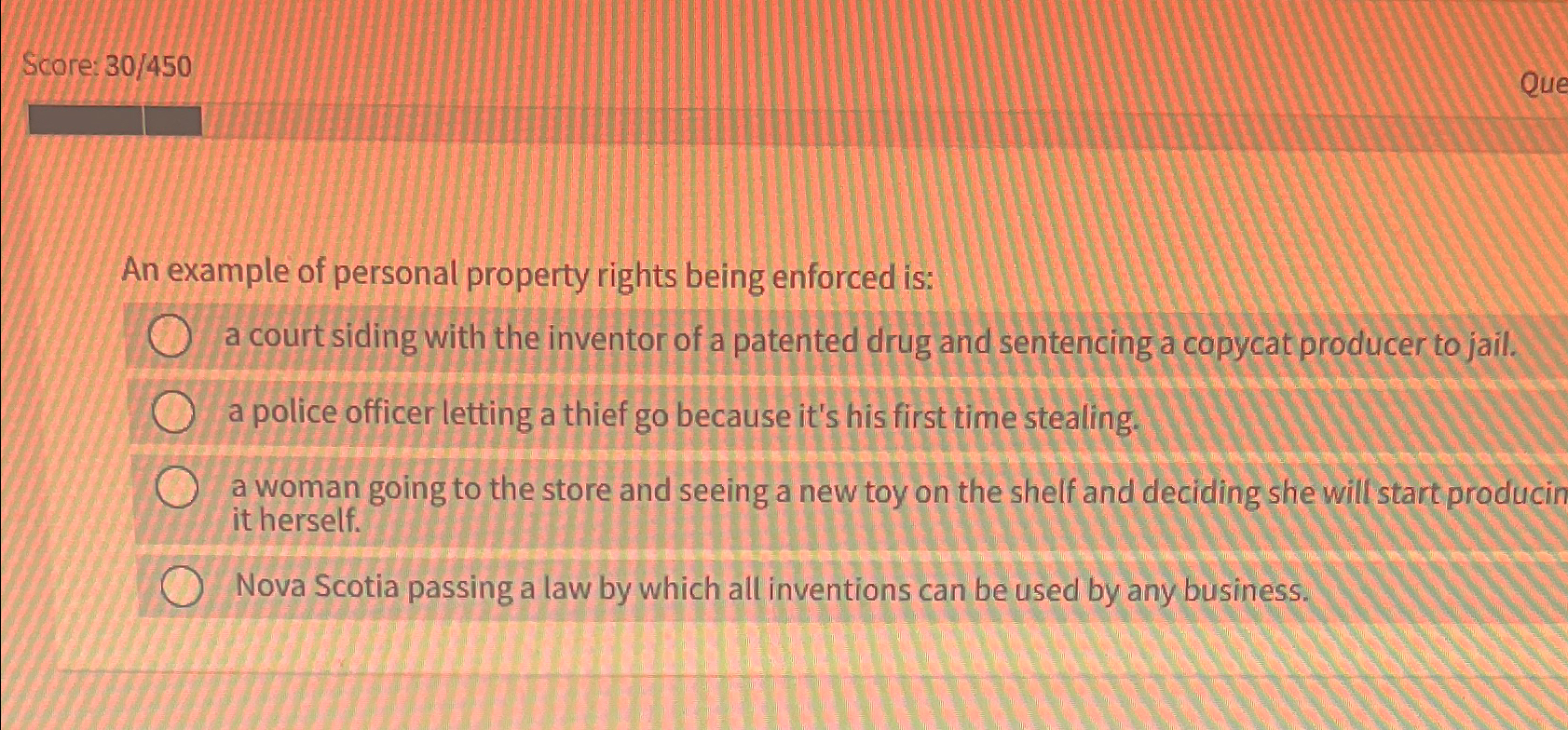 Solved Score: 30450An Example Of Personal Property Rights | Chegg.com