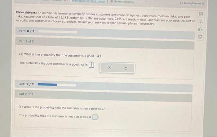 Solved Risky drivers: An automobile insurance company | Chegg.com