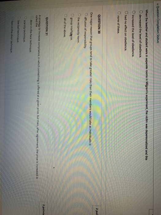 Solved Question Completion Status When The Teacher And S
