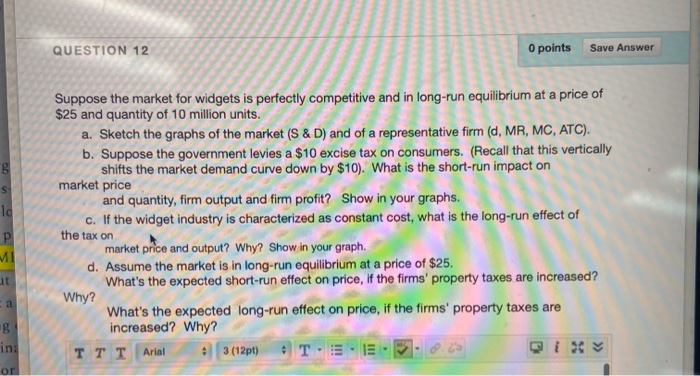 Solved QUESTION 12 O points Save Answer 8 s lo Suppose the | Chegg.com