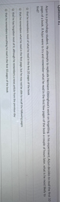 Solved Questions Arjun is a psychology student. He attempts | Chegg.com