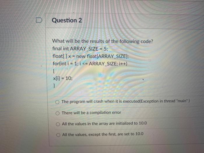 Solved Question 1 What would be the results after the | Chegg.com