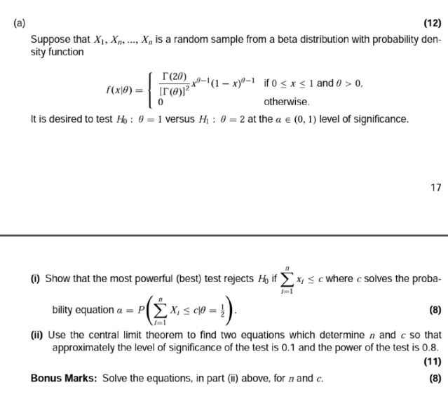 A 12 Suppose That Xi X Is A Random Chegg Com