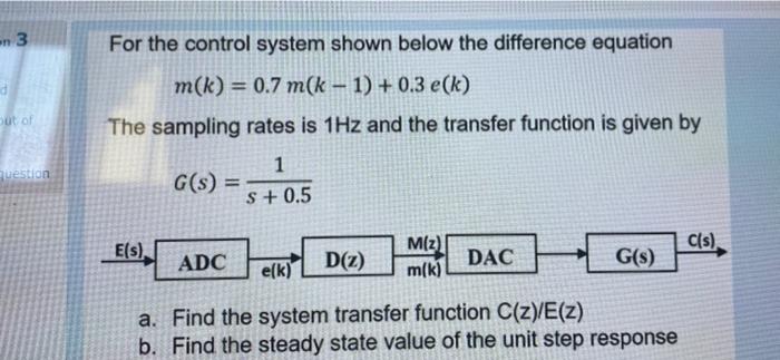 Solved en 3 For the control system shown below the | Chegg.com